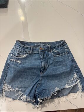 American Eagle Outfitters Highest Rise Mom Shorts - Very Distressed Denim